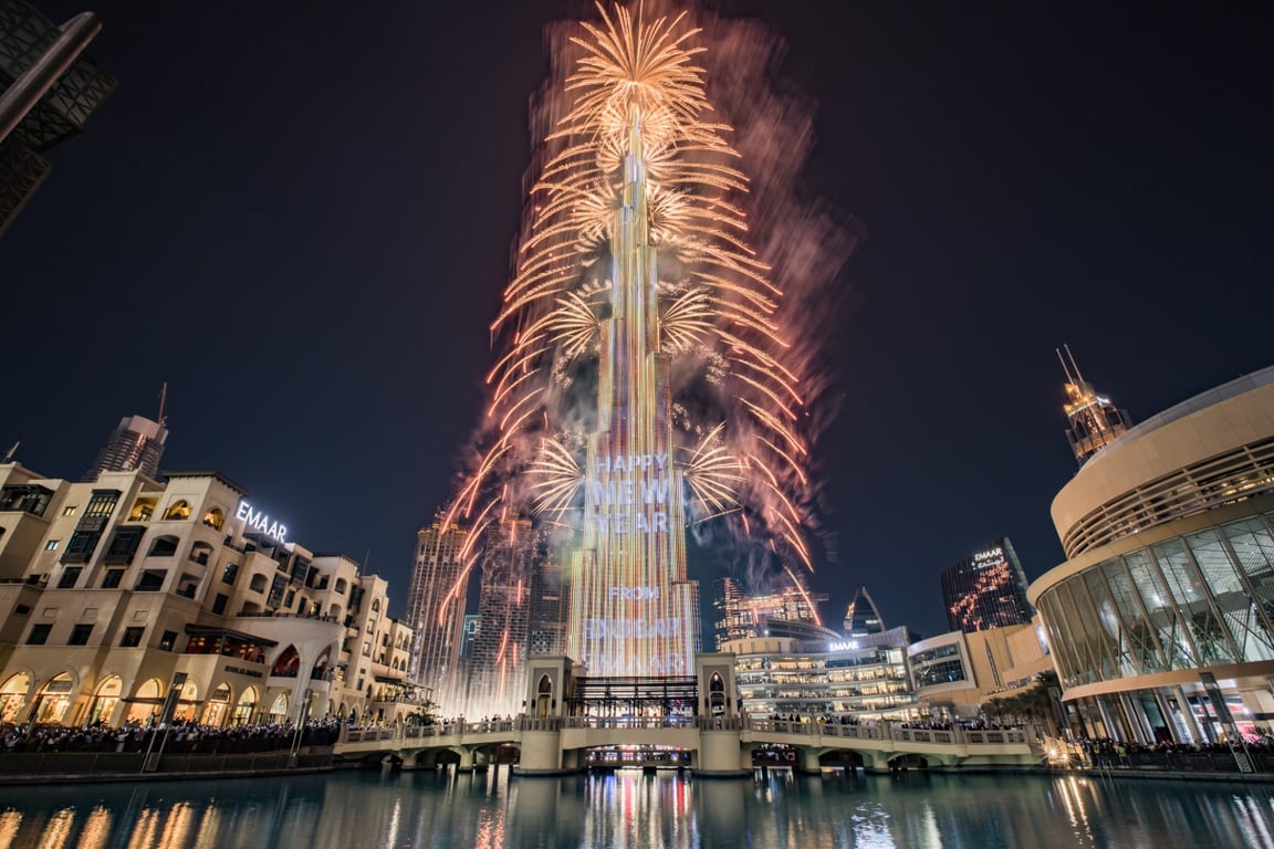Burj Khalifa New Year's Fireworks Display: