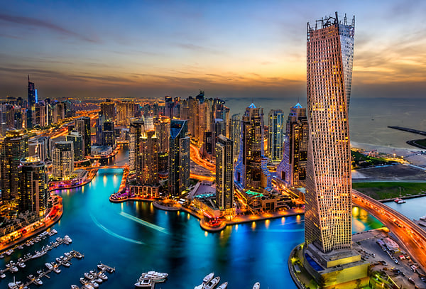 Scenic Dubai Marina Aerial Views