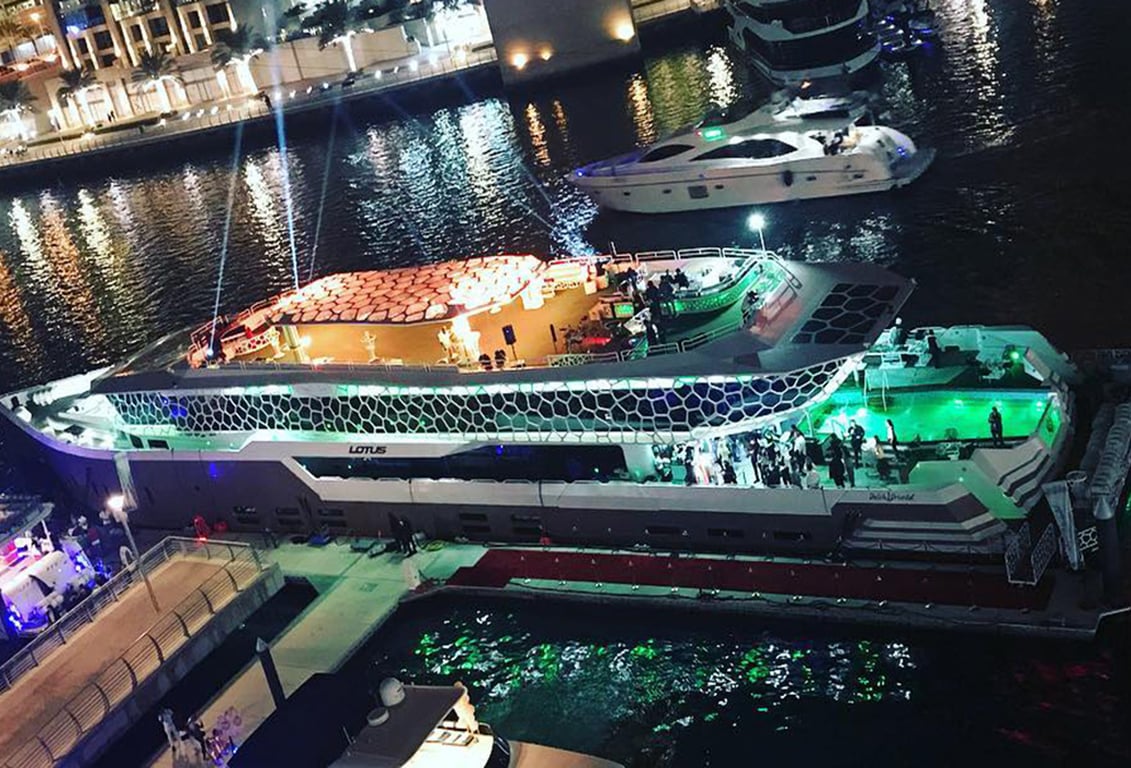 New Year's Eve Party on the Royal Mega Yacht's Lower Deck