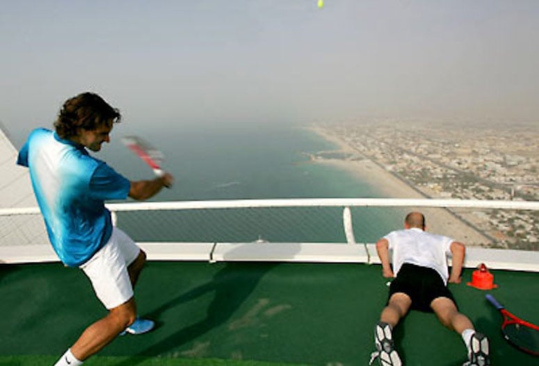 The elevated tennis player court in the world Dubai