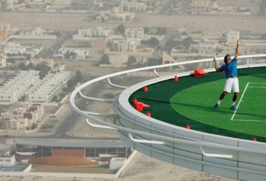 The elevated tennis player court in the world Dubai