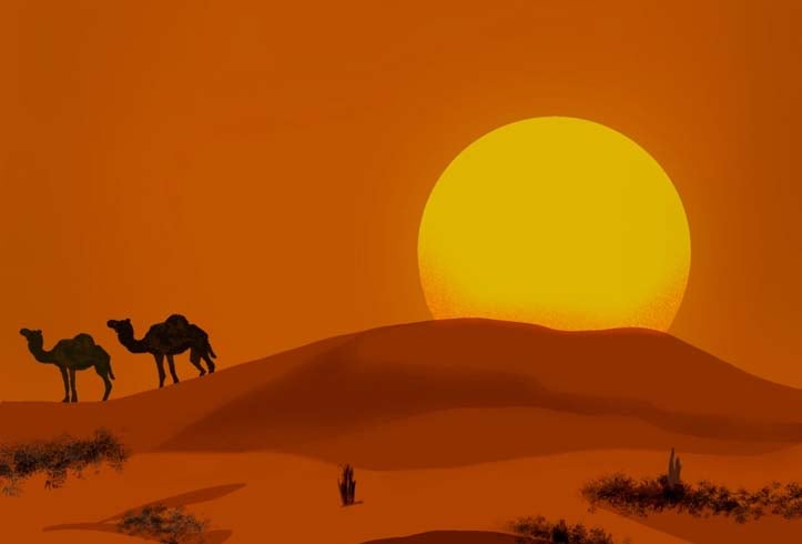 Mesmerizing Sun View At Desert