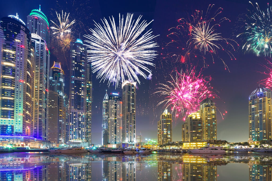 New Year’s Eve feast with an impression of the Burj Khalifa Fireworks Show