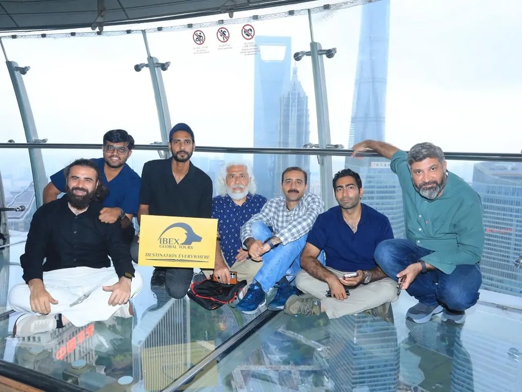 An IBEX group at The glass floor above Shanghai