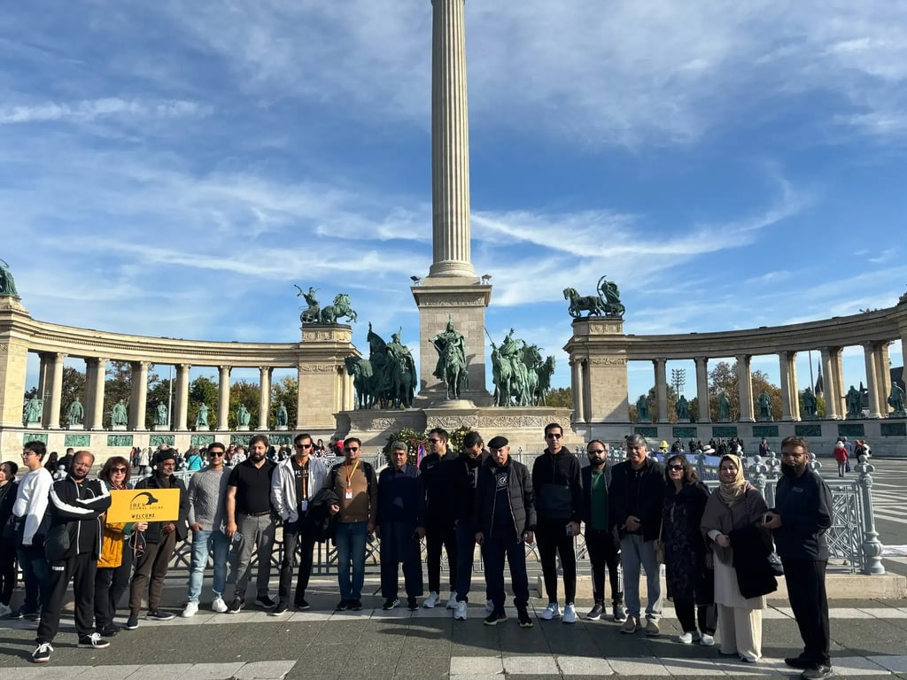 An IBEX group at Heroes' Square, Budapest