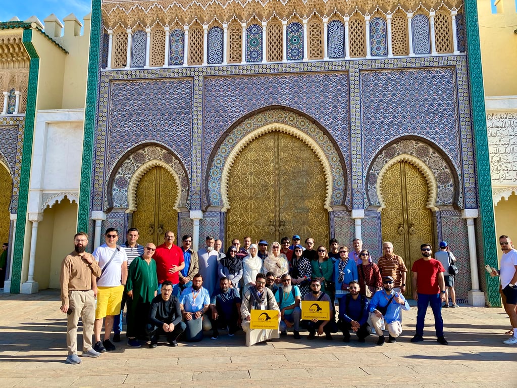 An IBEX group at The Royal Palace gates, Fes