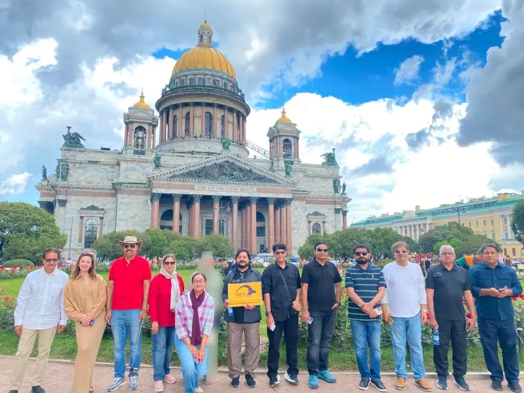 An IBEX group at Saint Isaac's Cathedral, Saint Petersburg
