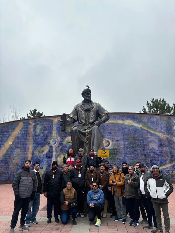 An IBEX group at The Ulugh Beg monument, Samarkand