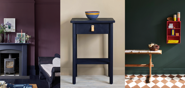 Knightsbridge Green, Oxford Navy,  Tyrian Plum, annie sloan wall paints