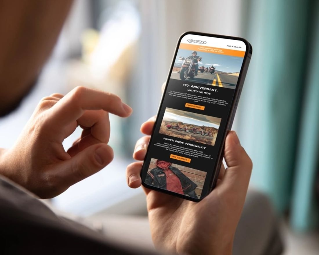 Harley Davidson email preview mobile