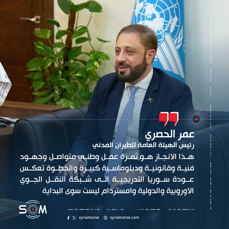 قال رئيس الهيئة العامة للطيران المدني والنقل الجوي عمر الحصري ان الهيئة تستكمل خلال هذا الاسبوع الخطوات النهائية