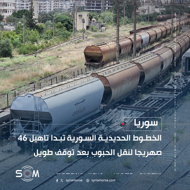 الخطوط الحديدية السورية تبدا تاهيل 46 صهريجا لنقل الحبوب بعد توقف طويل