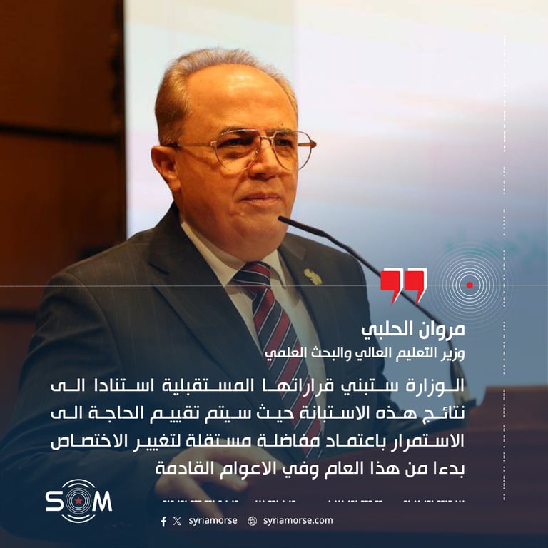 وزير التعليم العالي يعلن اطلاق استبانة تغيير الاختصاص للاطباء في الجامعات السورية