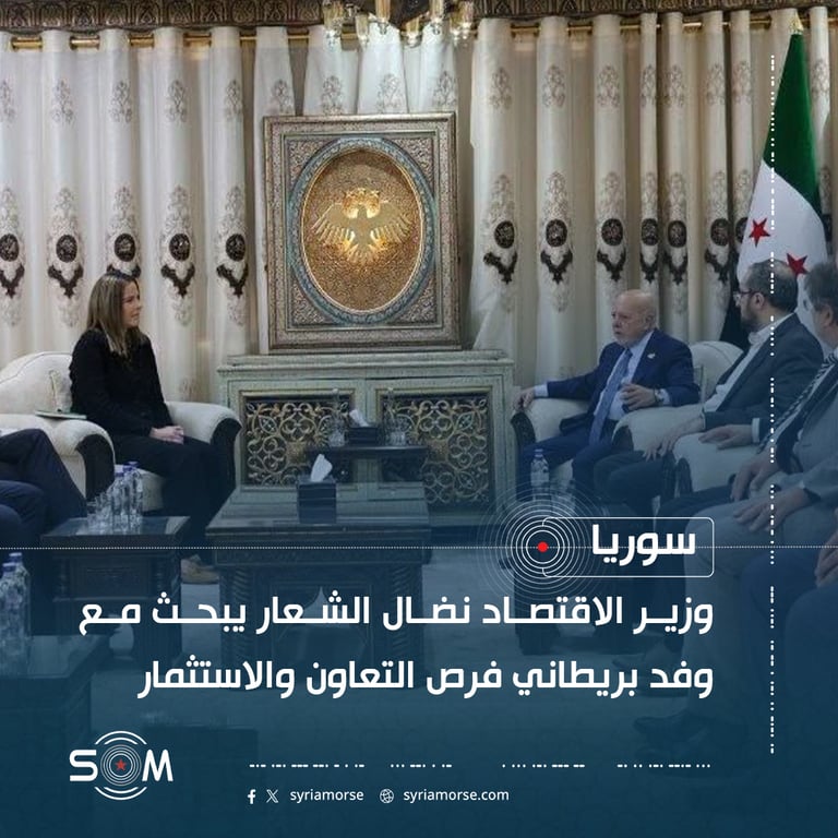 وزير الاقتصاد نضال الشعار يبحث مع وفد بريطاني فرص التعاون والاستثمار