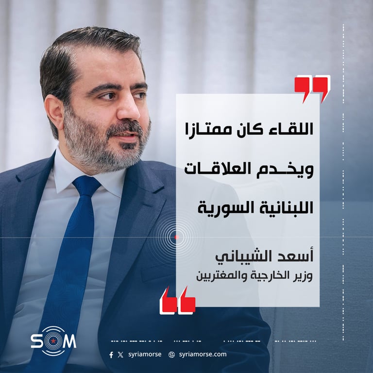 الشيباني يصف لقاءه مع بري بالممتاز ويؤكد التركيز على تطوير العلاقات اللبنانية السورية