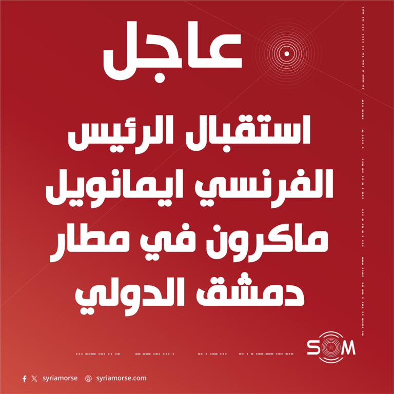 وزير الخارجية السوري يستقبل الرئيس الفرنسي ايمانويل ماكرون في مطار دمشق الدولي