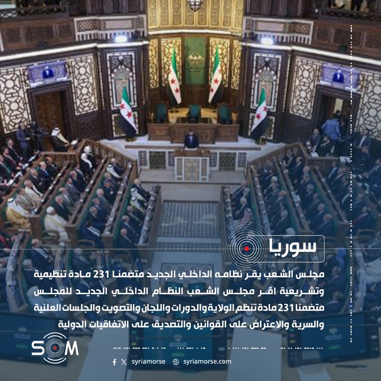 مجلس الشعب يقر نظامه الداخلي الجديد متضمنا 231 مادة تنظيمية وتشريعية