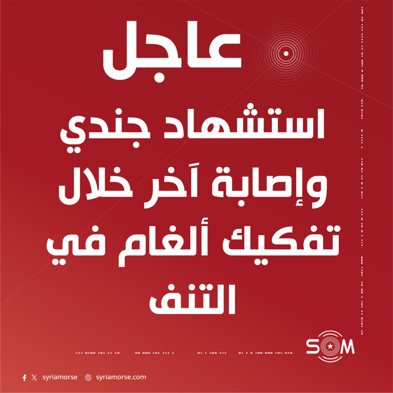 استشهاد جندي سوري وإصابة آخر خلال تفكيك ألغام في التنف بريف حمص الشرقي