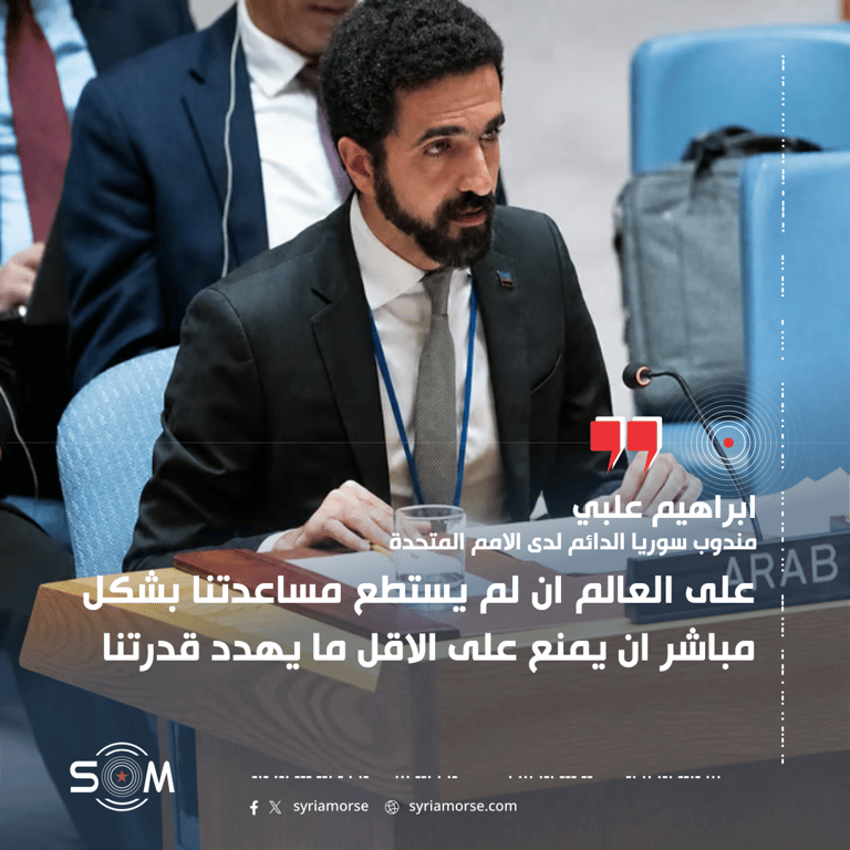 ابراهيم علبي يدعو من مجلس الامن إلى منع ما يهدد قدرة سوريا