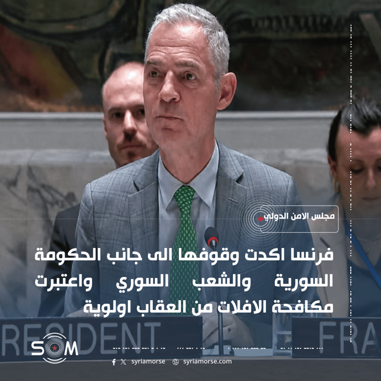 فرنسا تؤكد دعمها للحكومة السورية وتطرح مكافحة الافلات من العقاب اولوية الموقع: مجلس الامن الدولي