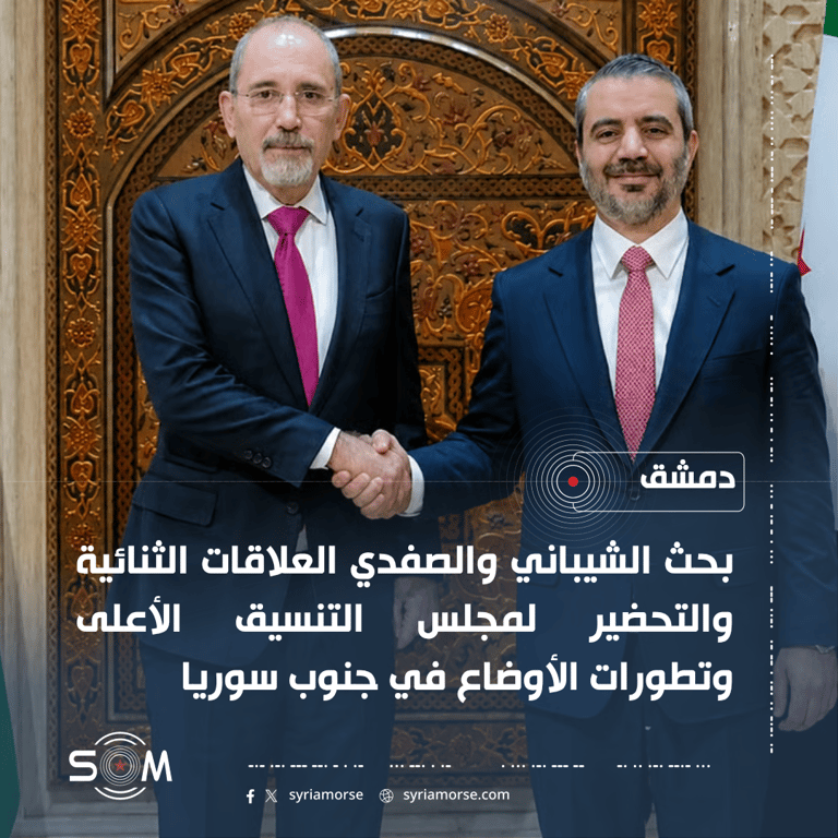 الشيباني والصفدي يبحثان في دمشق العلاقات الثنائية وتطورات جنوب سوريا الموقع: دمشق