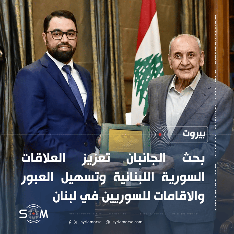 القائم باعمال السفارة السورية في بيروت يزور نبيه بري لبحث ملفات مشتركة