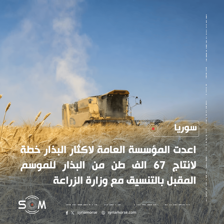 المؤسسة العامة لاكثار البذار تعد خطة لانتاج 67 الف طن للموسم المقبل