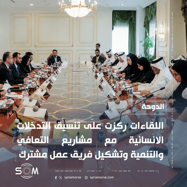 قتيبة قاديش يبحث في الدوحة تعزيز التعاون التنموي والانساني مع جهات قطرية