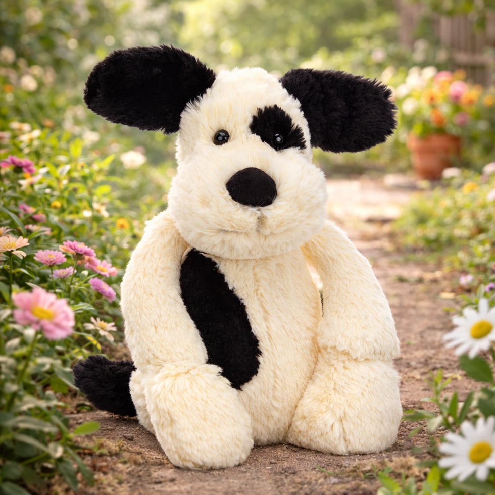 Bashful Black and Cream Puppy JellyCat 13.03.26