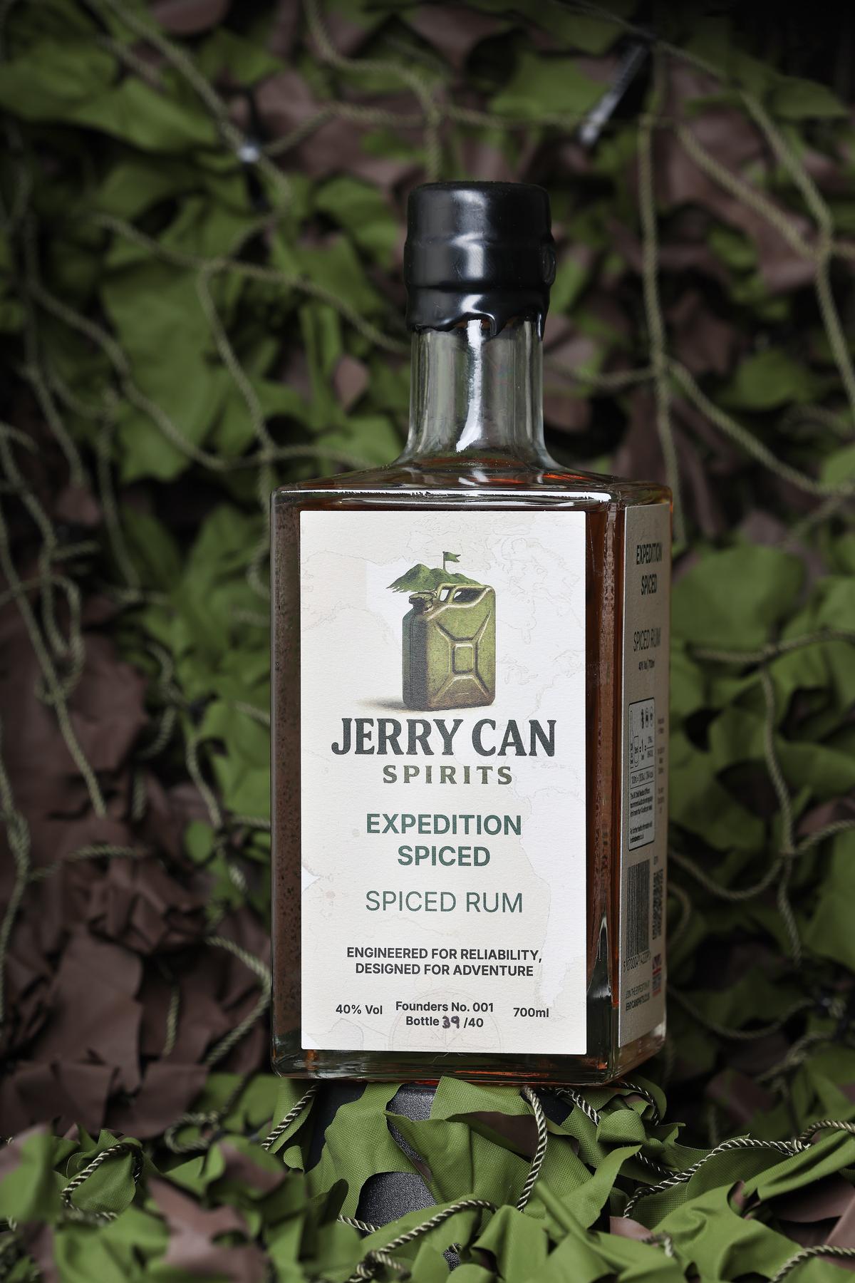 Expedition Spiced Rum bottle — professional product photography