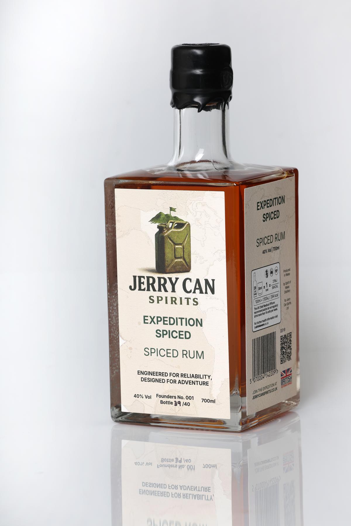 Expedition Spiced Rum bottle — professional product photography