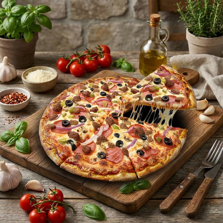 Large Thin Crust Supreme Pizza