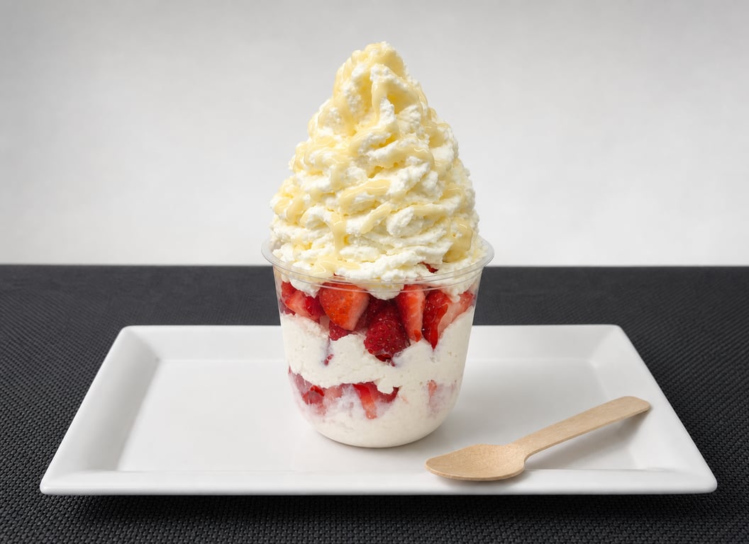 Whipped cream Strawberries