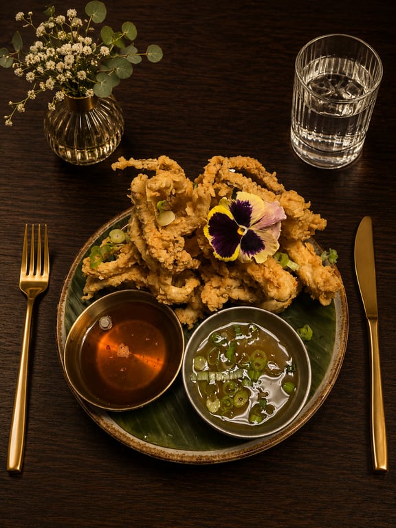 Len Gup Fai – Fried Calamari (เล่นกับไฟ / ปลาหมึกทอด)