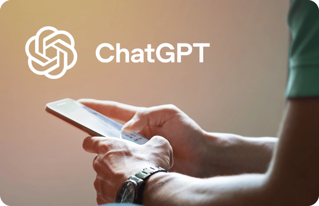 Customer ordering food with ChatGPT on a phone