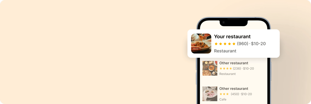Your restaurant listed first in local search results, above other restaurants
