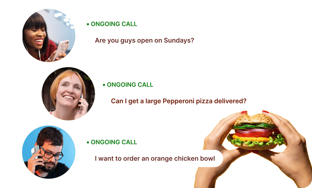 Three callers on ongoing calls with VoiceBit at the same time
