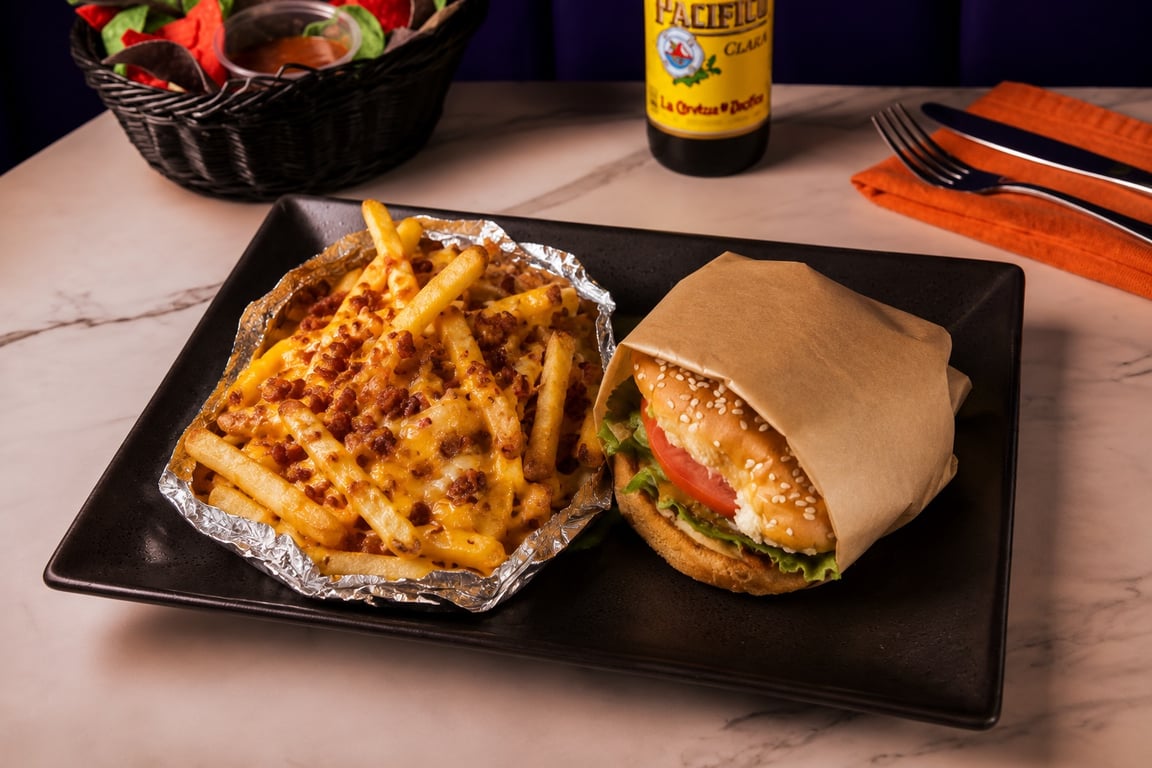 Hamburger with Bacon Fries