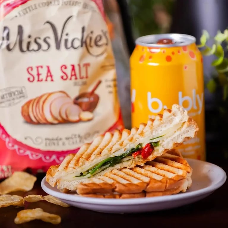 Spinach, Pesto Mozzarella Melt Sandwich