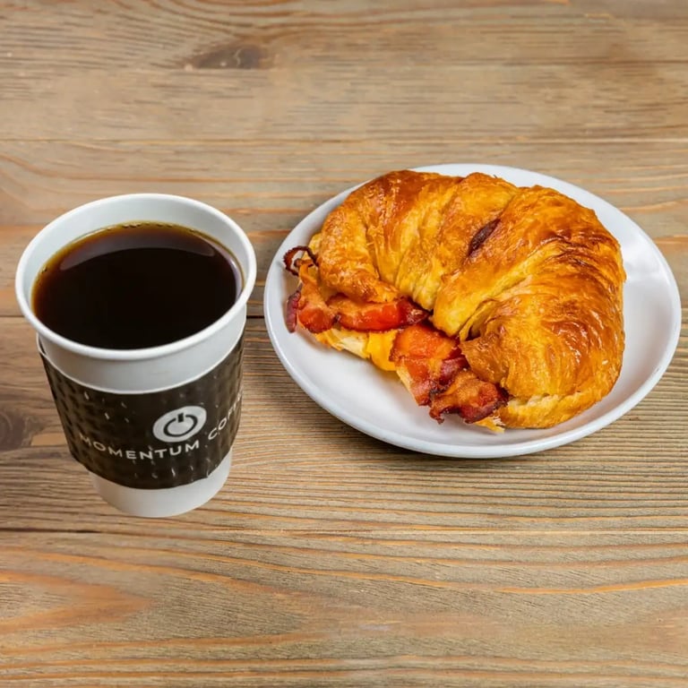 Hot Coffee & Breakfast Croissant Sandwich
