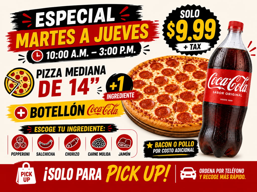Pizza Mediana con un Botellón