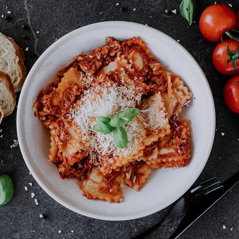Ravioli with Bolognese