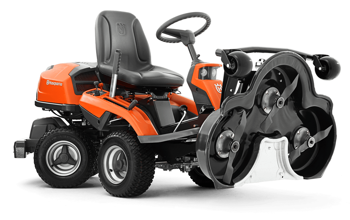 Žací ústrojí lze naklopit do servisní polohy pro snadný přístup při čištění nebo servisu.