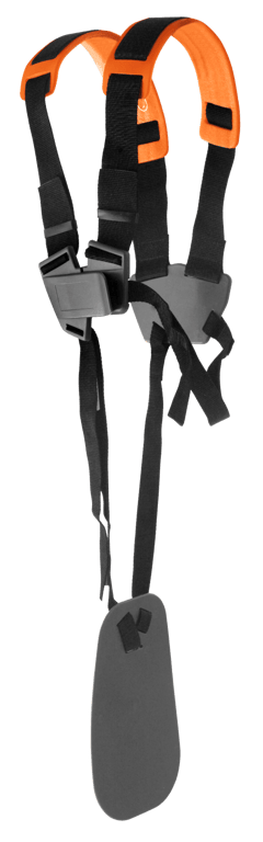 Standardní dvojitý nosný popruh pro lehčí křovinořezy poskytuje pohodlnou pracovní polohu.