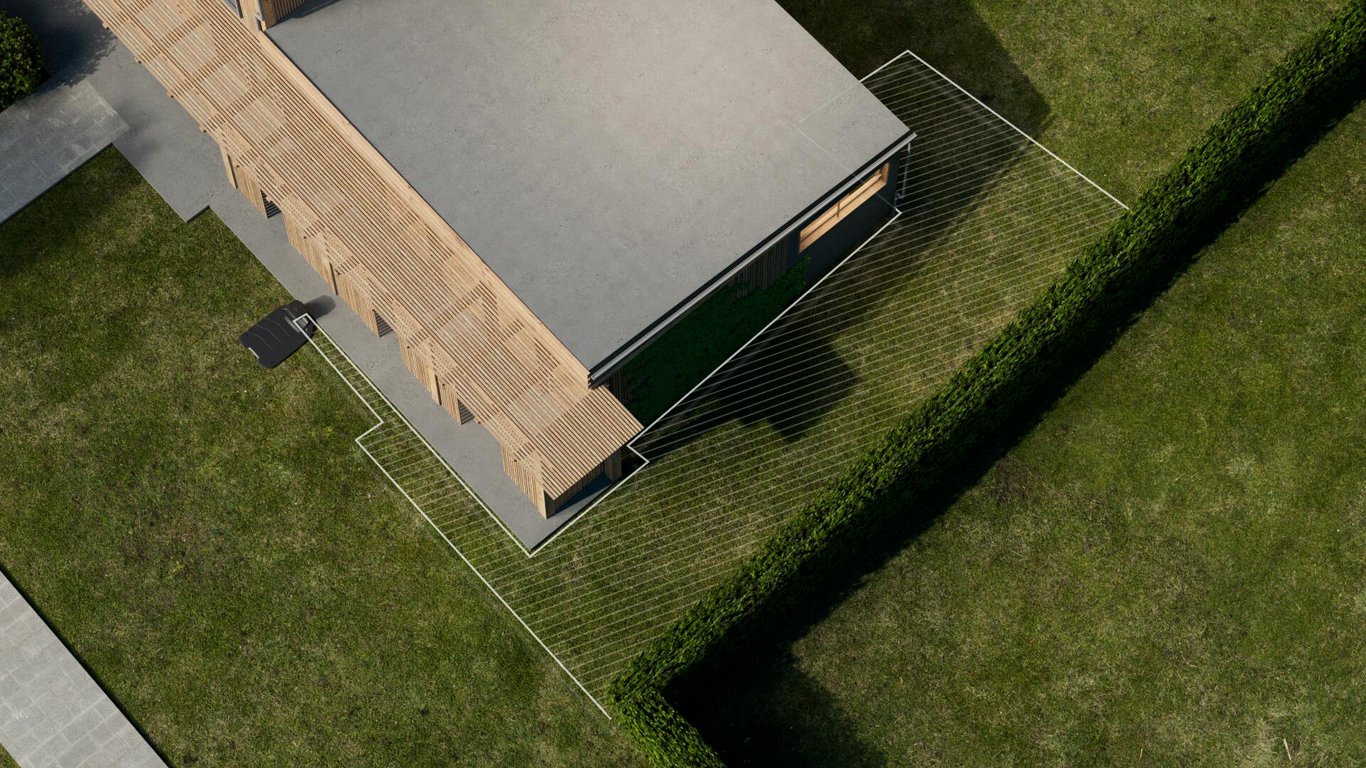 A boundary wire can be placed in areas with satellite coverage issues to support the virtual boundaries and prevent mowing interruptions.