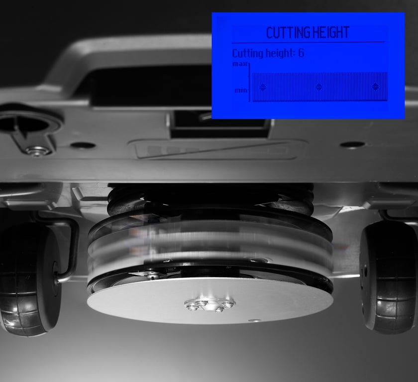 Elektrické nastavení výšky sečení umožňuje pohodlně nastavit požadovanou výšku pomocí aplikace Husqvarna Automower® Connect.
