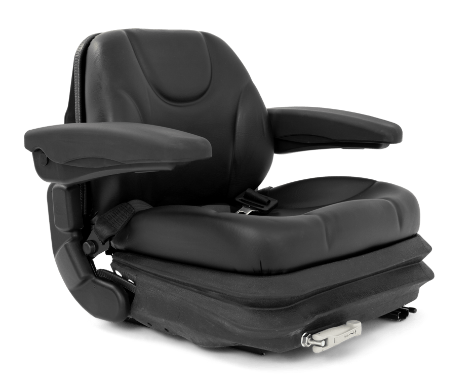 Prémiové sedadlo komerční kvality s nízkoprofilovým odpružením a rychlým nastavením hmotnosti.