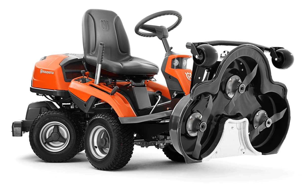 Žací ústrojí lze naklopit do servisní polohy pro snadný přístup při čištění nebo servisu.