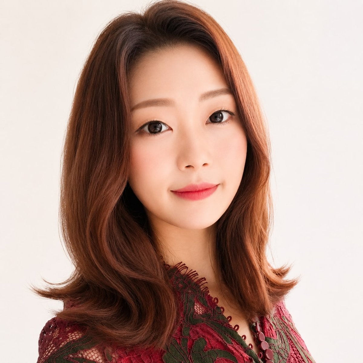 비기닝 아나운서 14/37 — 미디엄 아웃컬 스타일 · 은은한 코랄 립으로 밝고 산뜻한 방송 이미지를 완성했습니다.