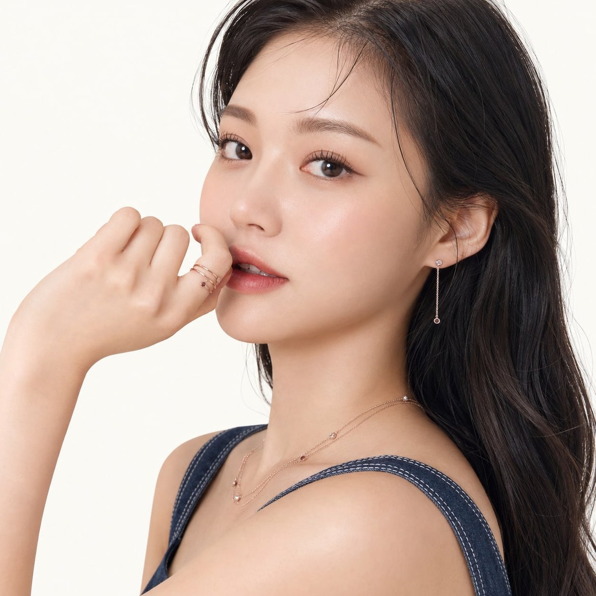 비기닝 에디토리얼 07/27 — 사이드 롱 스트레이트와 투명한 메이크업으로 청초하고 여성스러운 이미지를 완성했습니다.